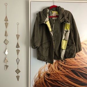 Free people green utility jacket with hood